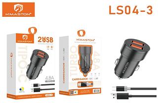 CARREGADOR VEICULAR 4.8A 2USB HMASTON