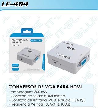 CONVERSOR VGA PARA HDMI IT-BLUE