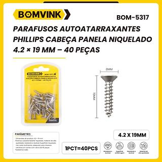 PARAFUSOS AUTOATARRAXANTES PHILLIPS CABEÇA DE PANELA BOMVINK