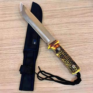 FACA LUATEK LÂMINA AÇO INOX CABO EM AÇO TRABALHADO E BAINHA (33CM)