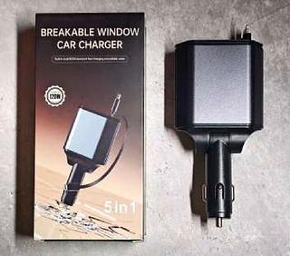 CARREGADOR VEICULAR TURBO RETRÁTIL 5 EM 1 120W BREAKABLE WINDOW(breakable window car charger)