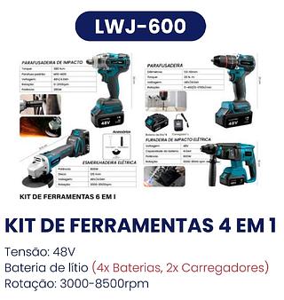 KIT DE FERRAMENTAS 4EM1 48V TENSAO LUATEK