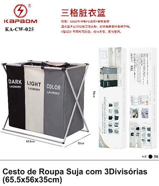 CESTO DE ROUPA SUJA COM 3DIVISORIAS (65.5*56*35CM) KAPBOM