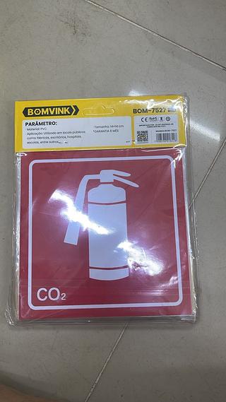 PLACA DE SINALIZAÇÃO DE EXTINTOR DE INCÊNDIO CO2 BOMVINK
