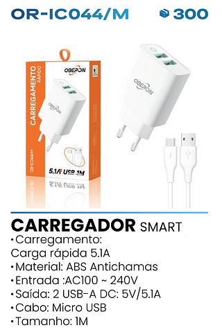 CARREGAMENTO RAPIDO 5.1A USB 2PORTAS 1M OBERON