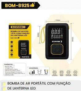 BOMBA DE AR PORTATIL COM COM FUNÇÃO DE LANTERNA LED BOMVINK