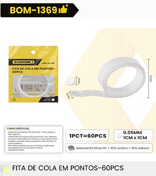 FITA DE COLA EM PONTOS-60PCS 0.8MM*1CM BOMVINK