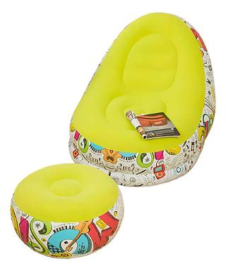POLTRONA SUPER LOUNGE INFLÁVEL COM PUFF VG PLUS AMARELO SINGLE SIZE