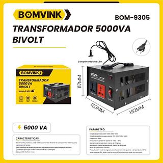 TRASFORMADOR DE ENERGIA 5000VA BIVOLT 120V-240V BOMVINK