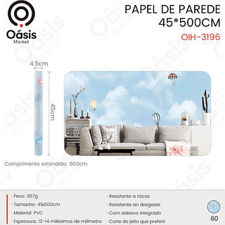 PAPEL DE PAREDE 45*500CM OÁSIS MARKET