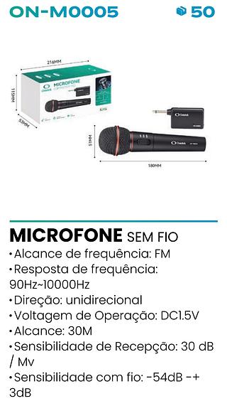 MICROFONE COM FIO/SEM FIO ONISTEK
