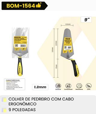 COLHER DE PEDREIRO COM CABO ERGONOMOCO 9'' BOMVINK