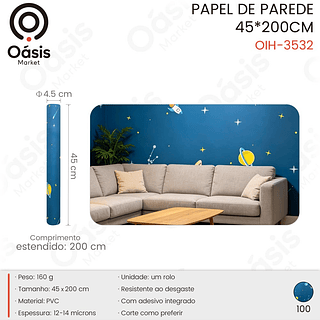 PAPEL DE PAREDE 45*200CM OÁSIS MARKET