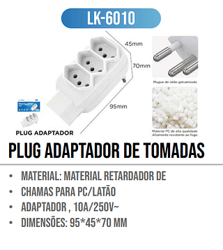 PLUG ADAPTADOR DE TOMADAS LUATEK