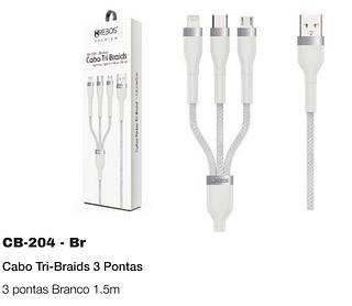 CABO TRI-BRAIDS 3 PONTAS 1.5M HREBOS