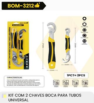 KIT COM 2 CHAVES BOCA PARA TUBOS UNIVERSAL BOMVINK