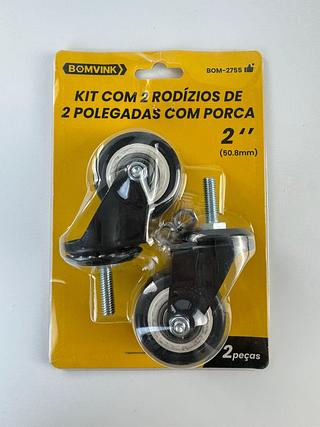 KIT COM 2 RODIZIOS COM PORCA 2" 50.8MM BOMVINK