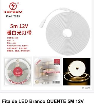 FITA DE LED BRANCO QUENTE 5M 12V KAPBOM