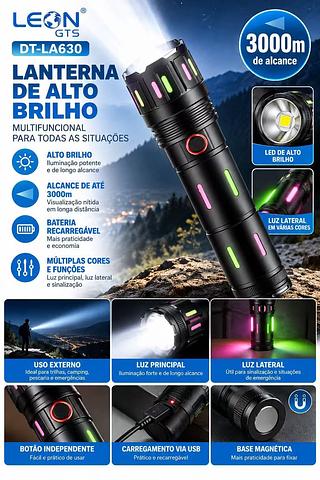 LANTERNA DE LUZ FORTE MULTIFUNCIONAL 30W LEON GTS